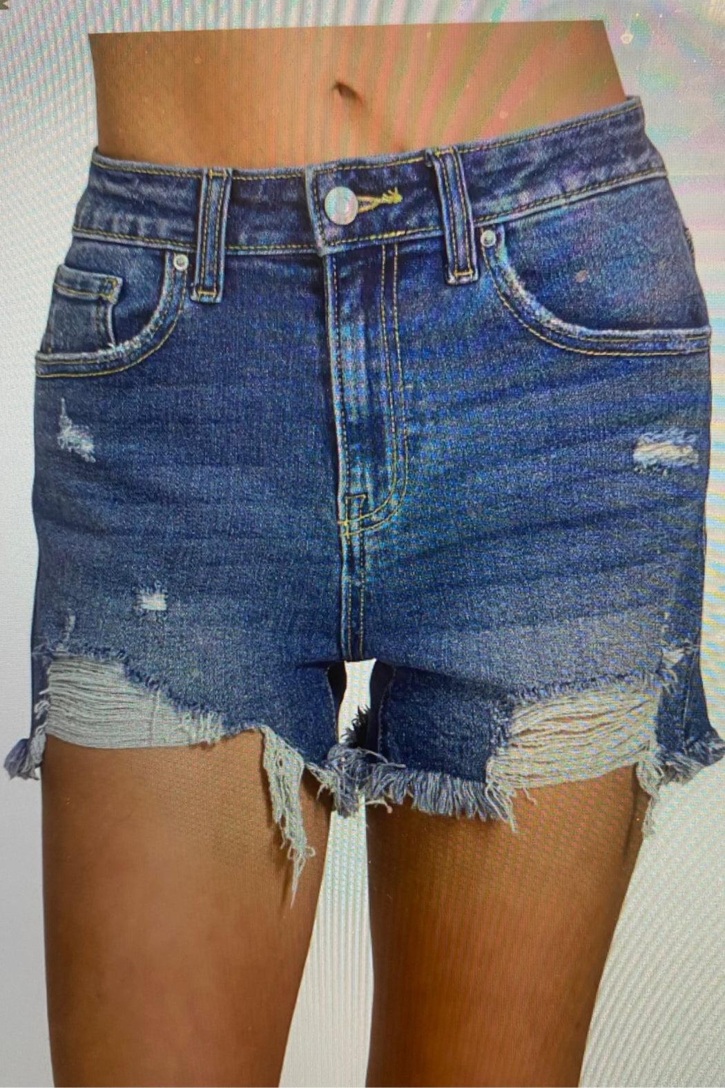 Frayed Hem Denim Short Product Image