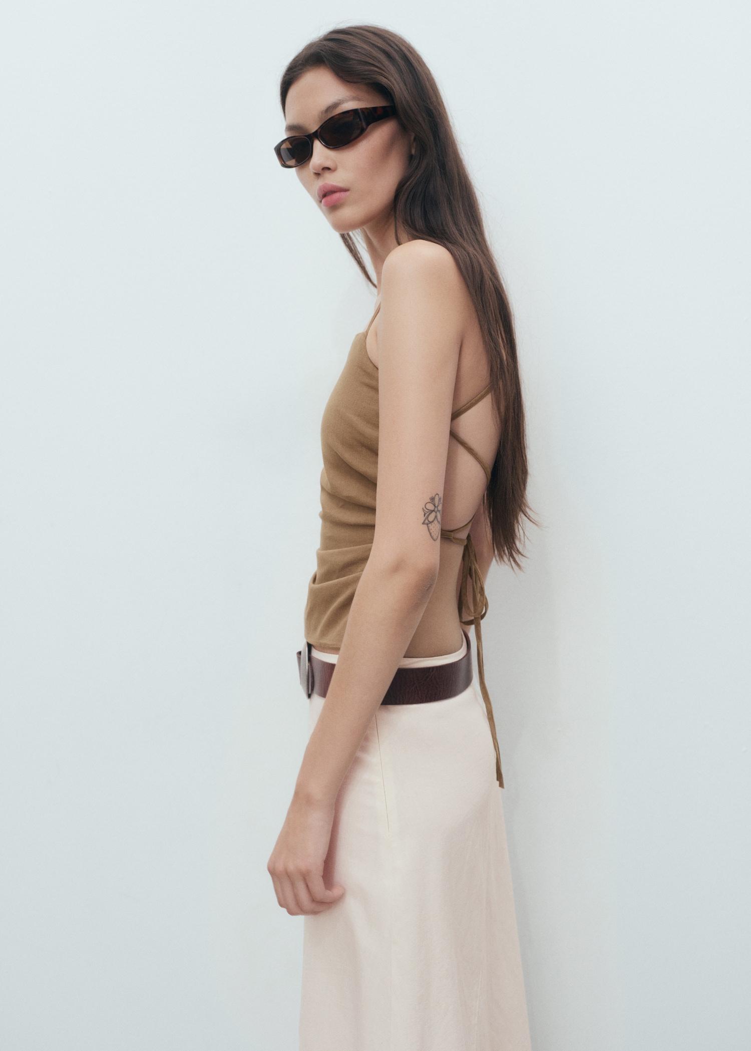 Open-back cotton top - Women | MANGO USA Product Image