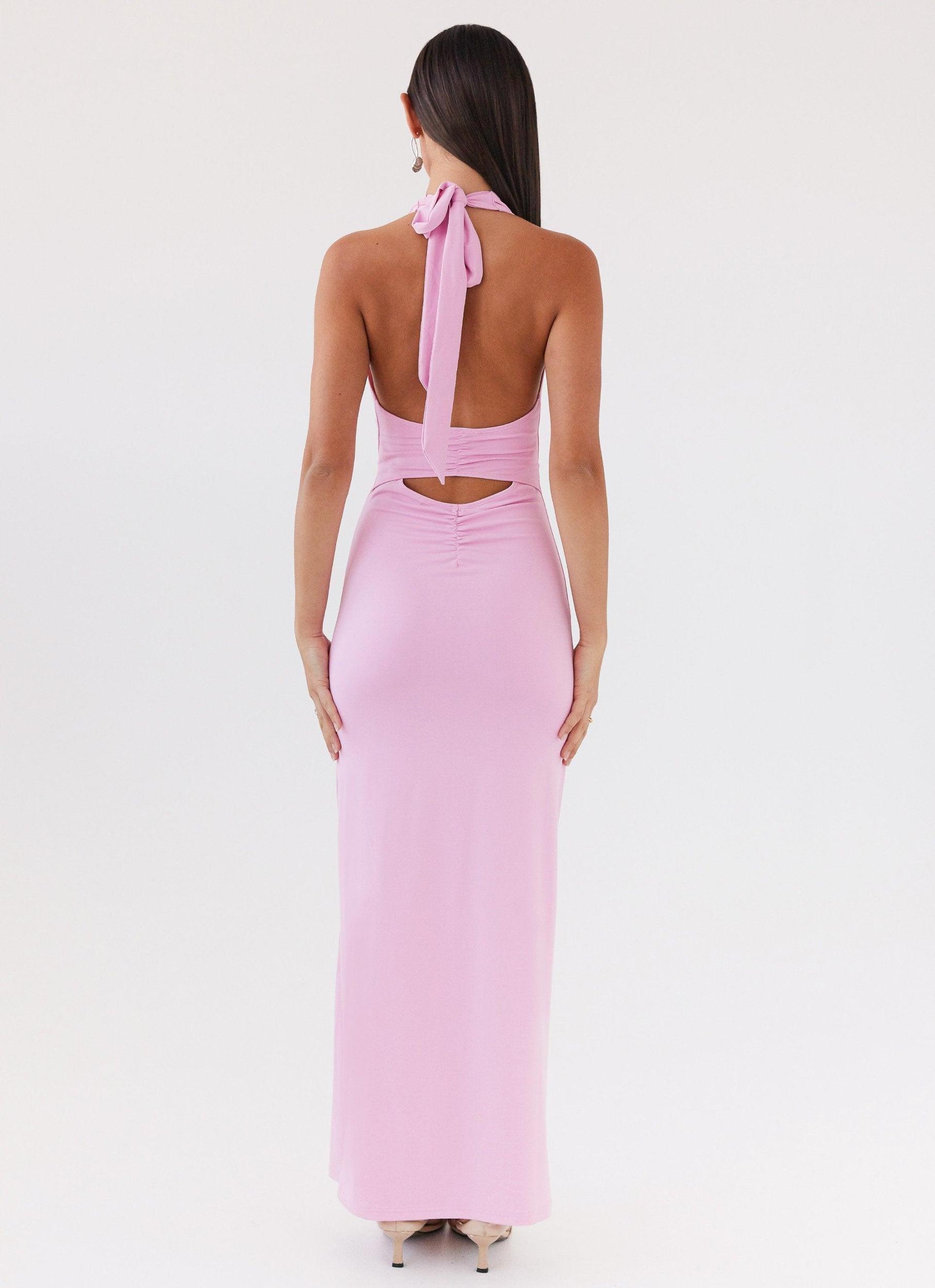 Whisked Away Halterneck Maxi Dress - Pink Product Image