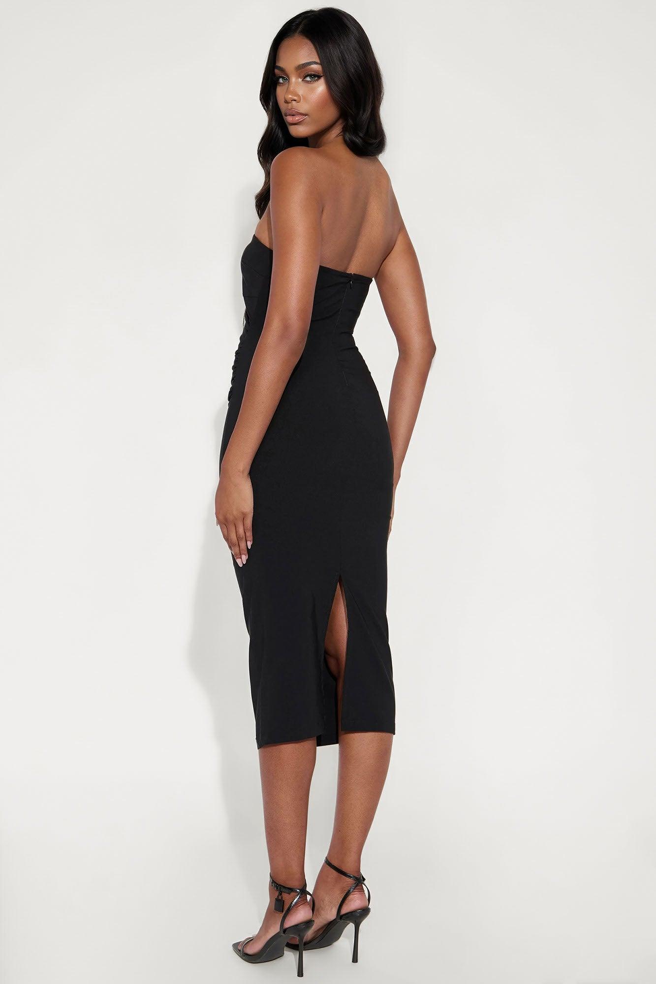 Loretta Strapless Midi Dress - Black Female Product Image