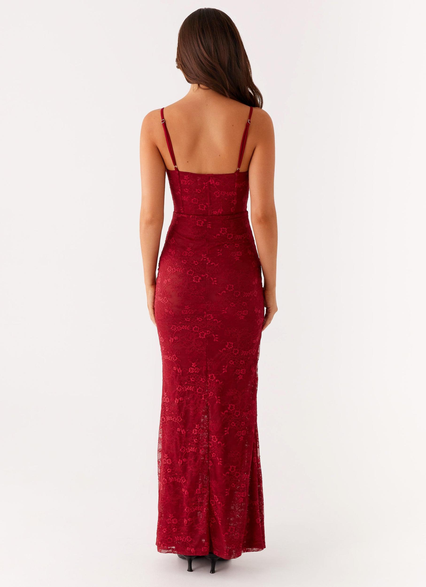 Rosa Corset Maxi Dress - Red Product Image