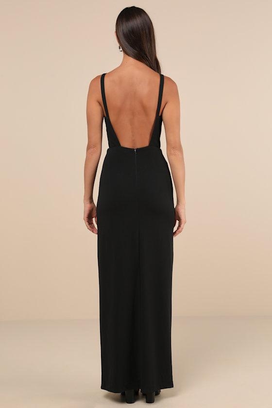 Darling Radiance Black Sleeveless Bow Backless Maxi Dress Product Image