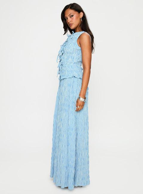Songbird Shirred Maxi Dress Blue Product Image