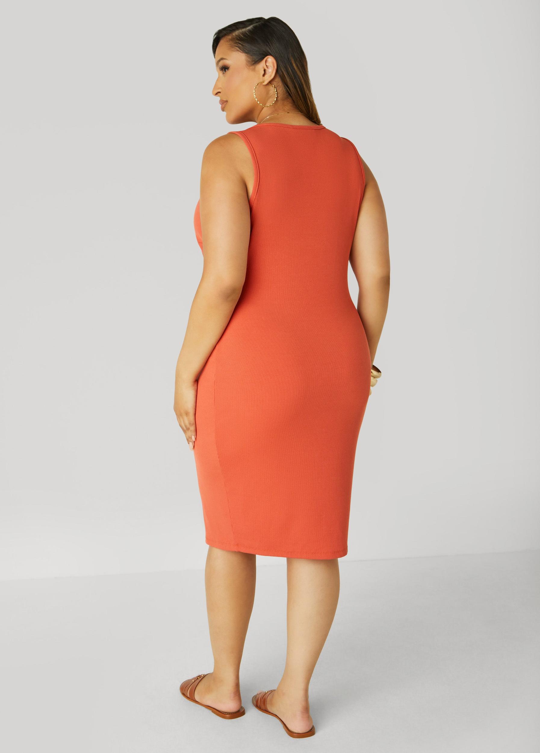 Plus Size V Neck Ribbed Tank Dress Ashley Stewart Product Image