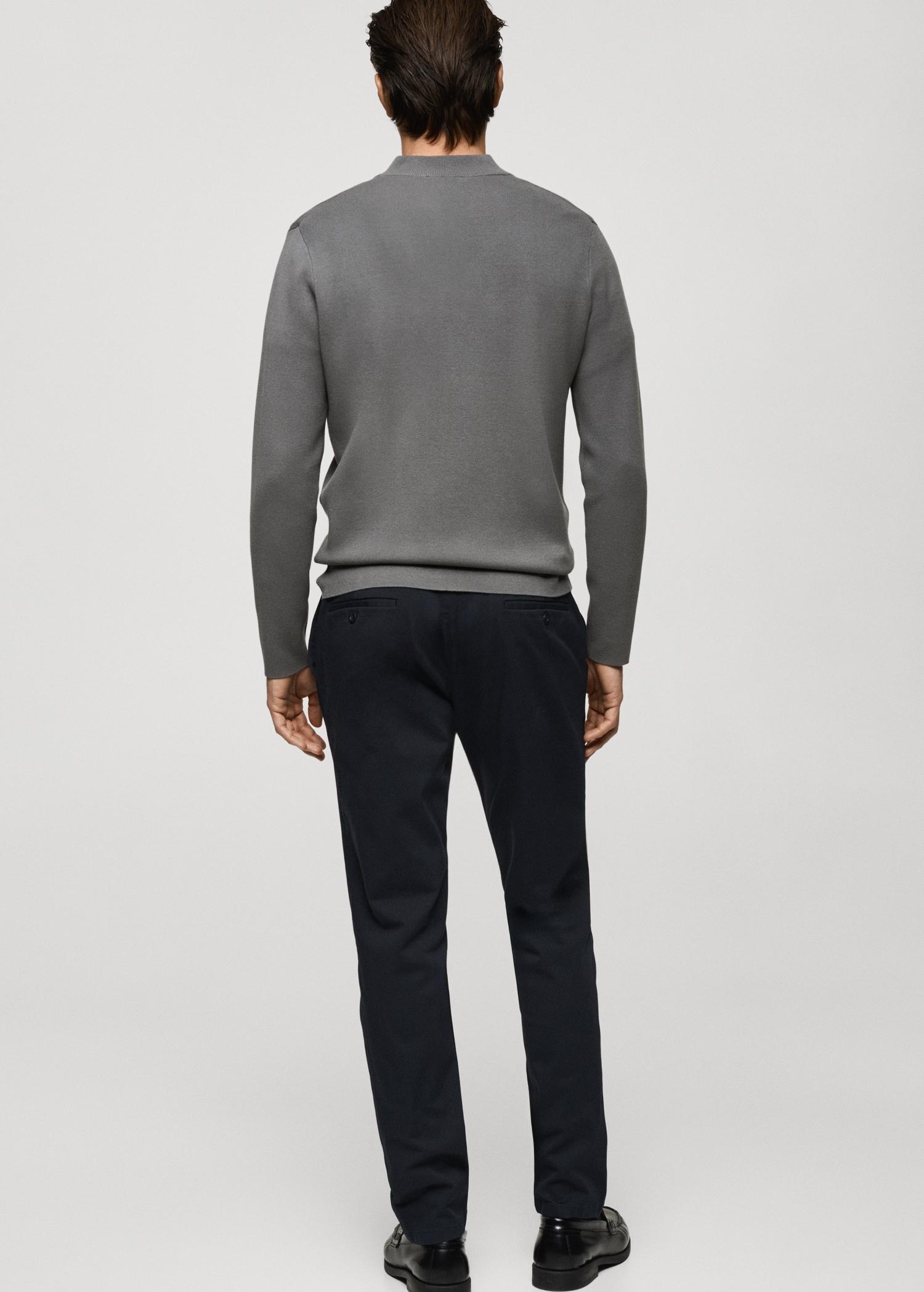 Perkins-neck sweater with zipper - Men | MANGO USA Product Image