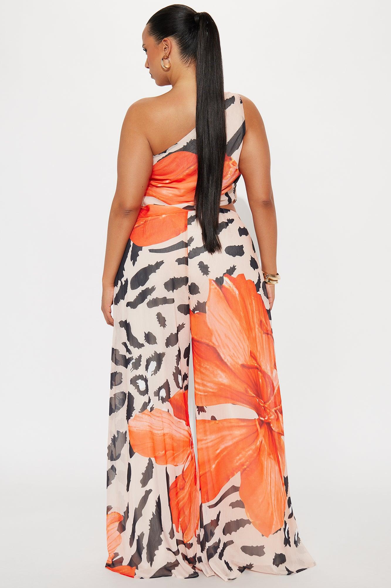 Spring Fling Tropical Pant Set - Orange/combo Female Product Image