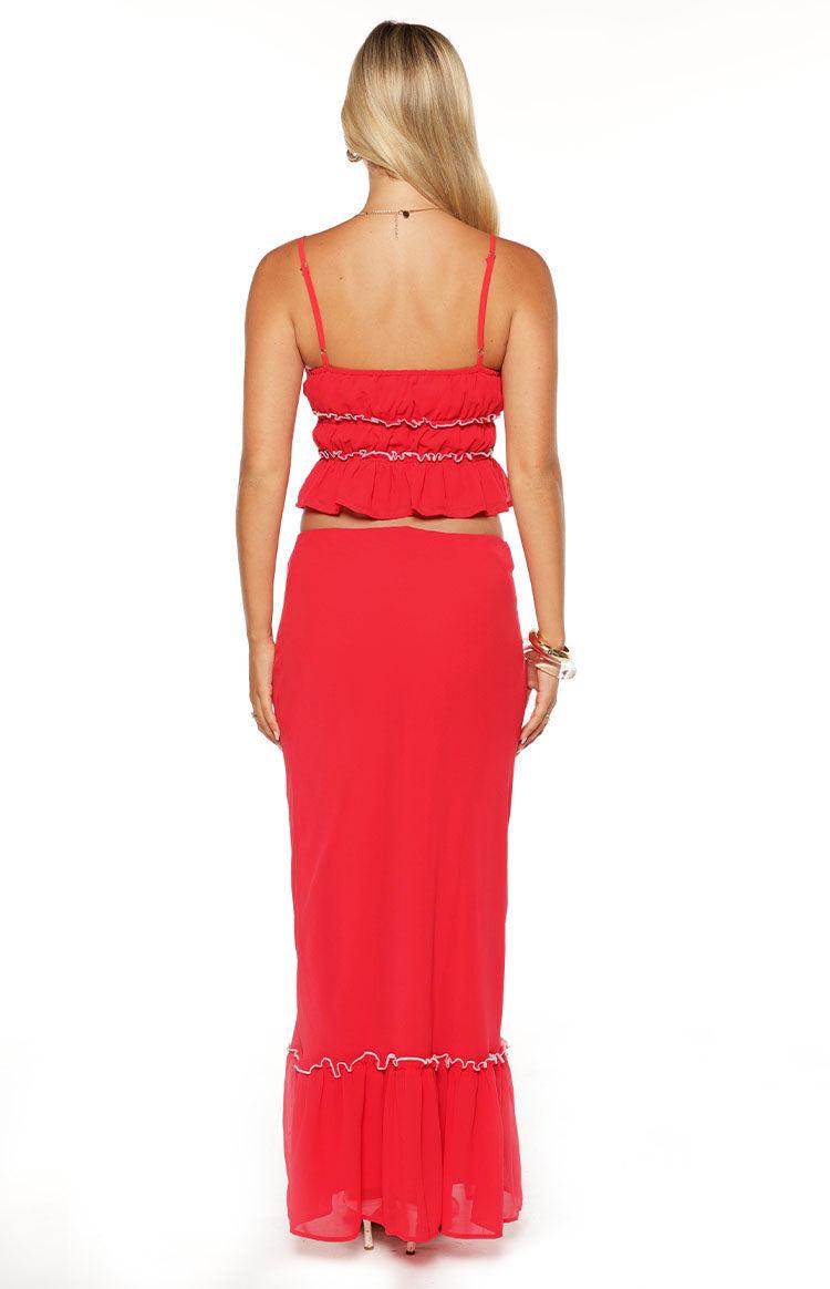 Wiatt Red Maxi Skirt Product Image