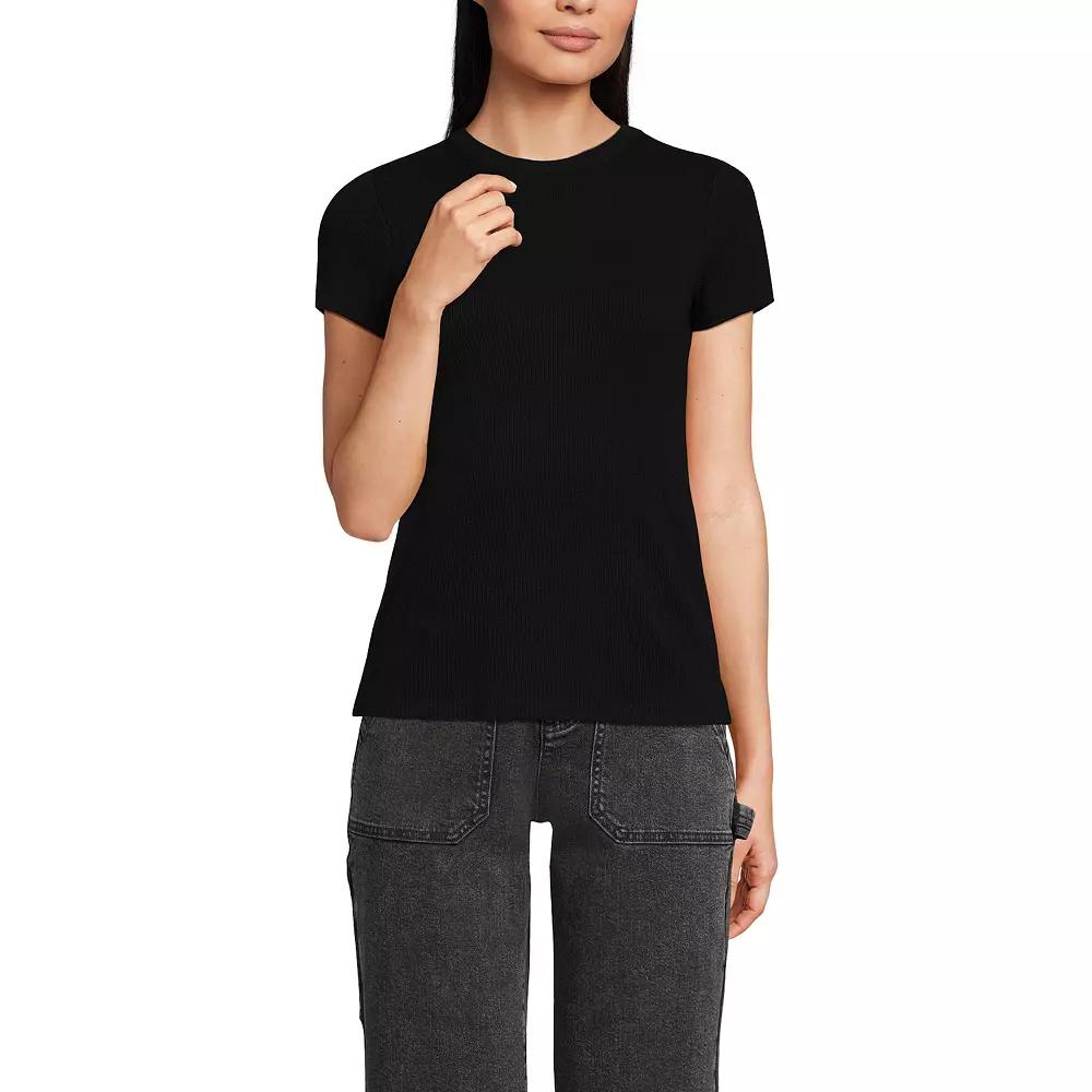 Women's Lands' End Drapey Rib Fitted Short Sleeve Mini T-Shirt,  Product Image