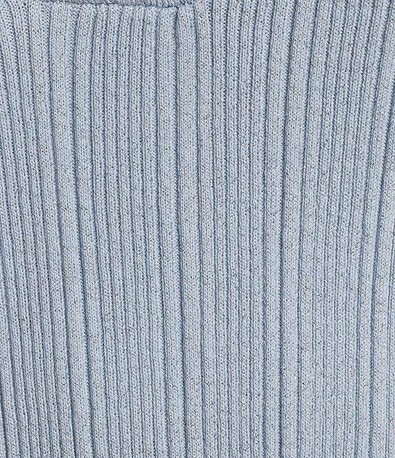 Calvin Klein Metallic Notch Collar V-Neck Long Sleeve Sweater Product Image