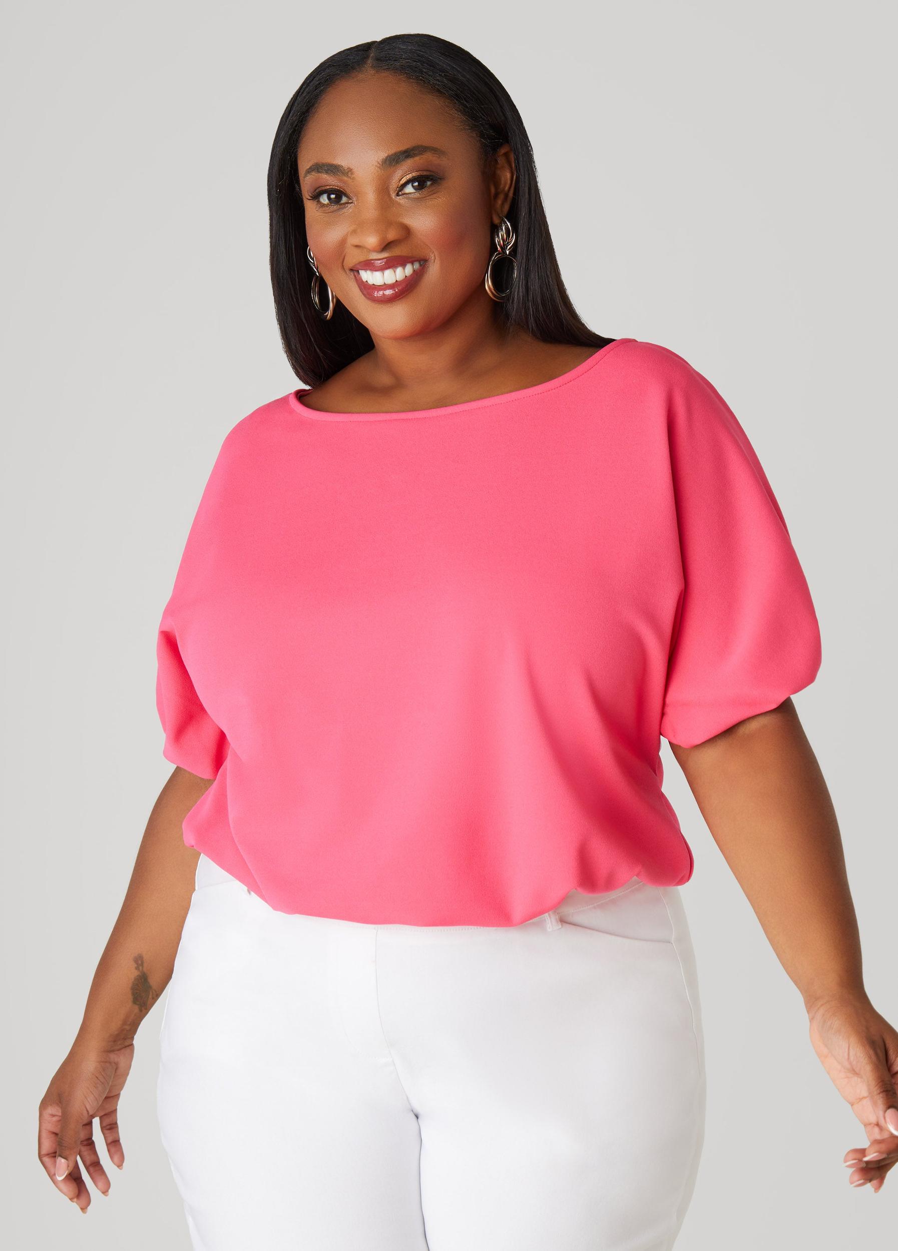 Plus Size Cropped Bubble Top Ashley Stewart Product Image