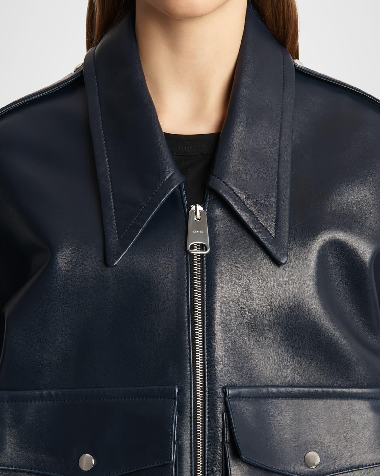 Owey Leather Bomber Jacket Product Image