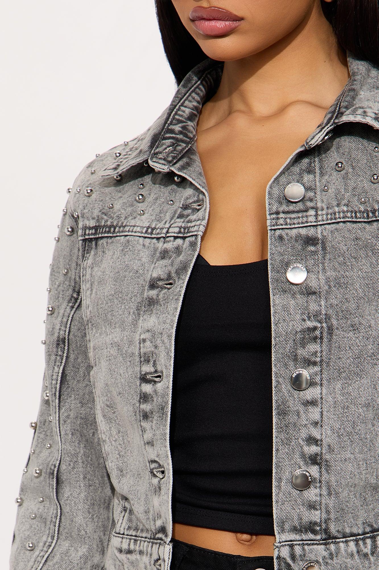 Ride Or Die Studded Denim Jacket - Black Wash Female Product Image