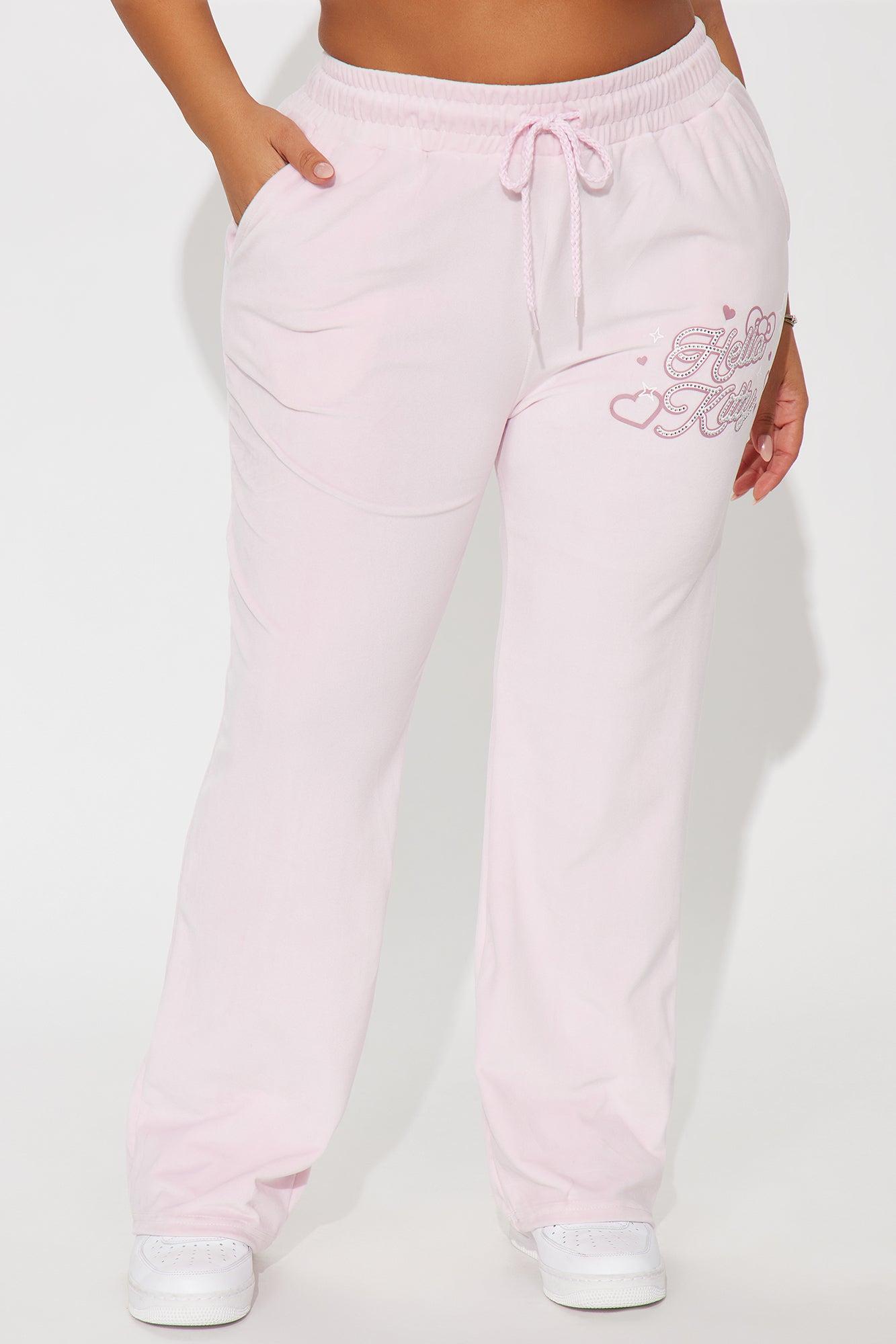 Hello Kitty Love Velour Wide Leg Pant - Pink Product Image
