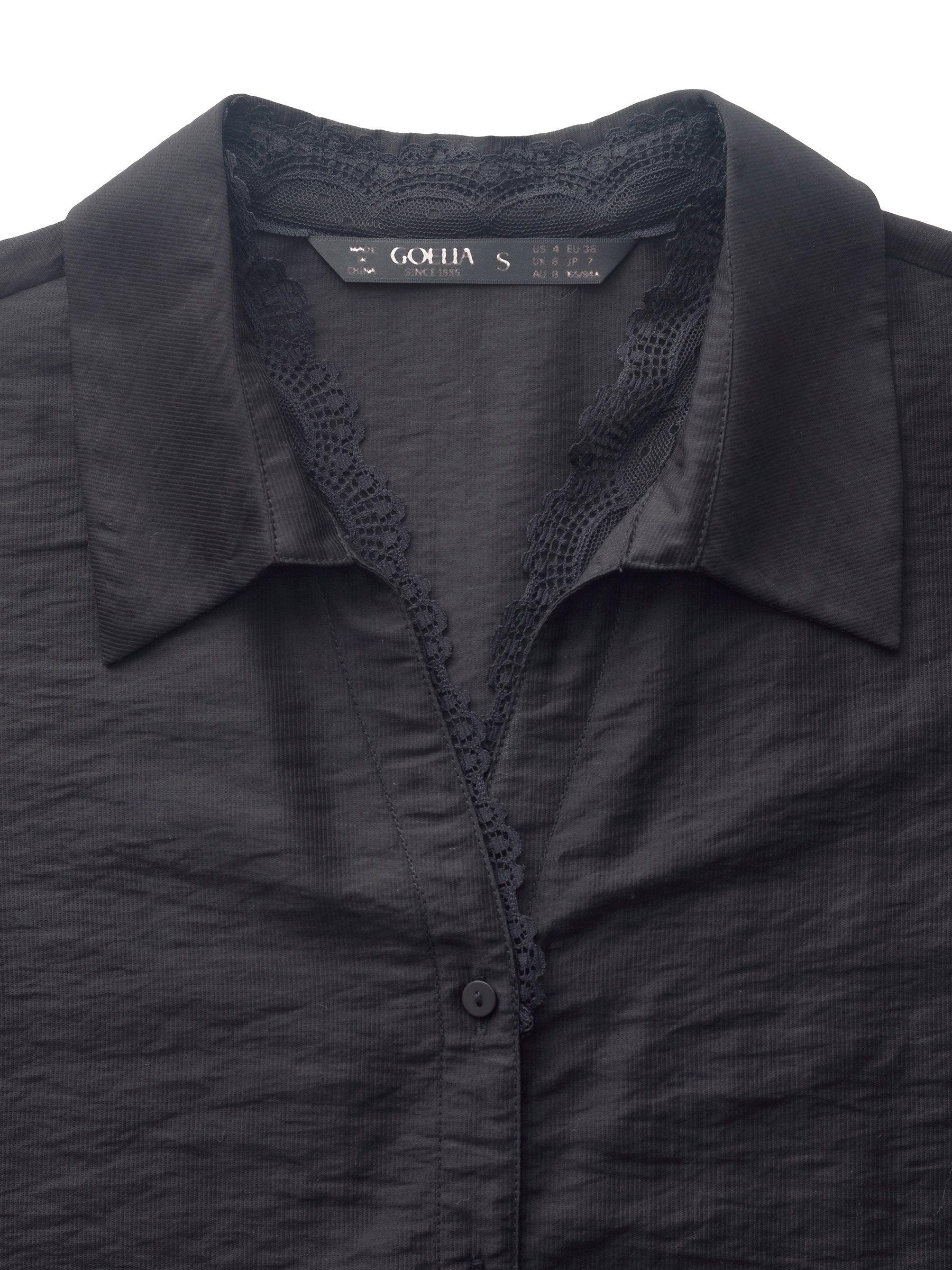 Tencel Blend Lace V-Neck Women Mock Layered Shirt Product Image