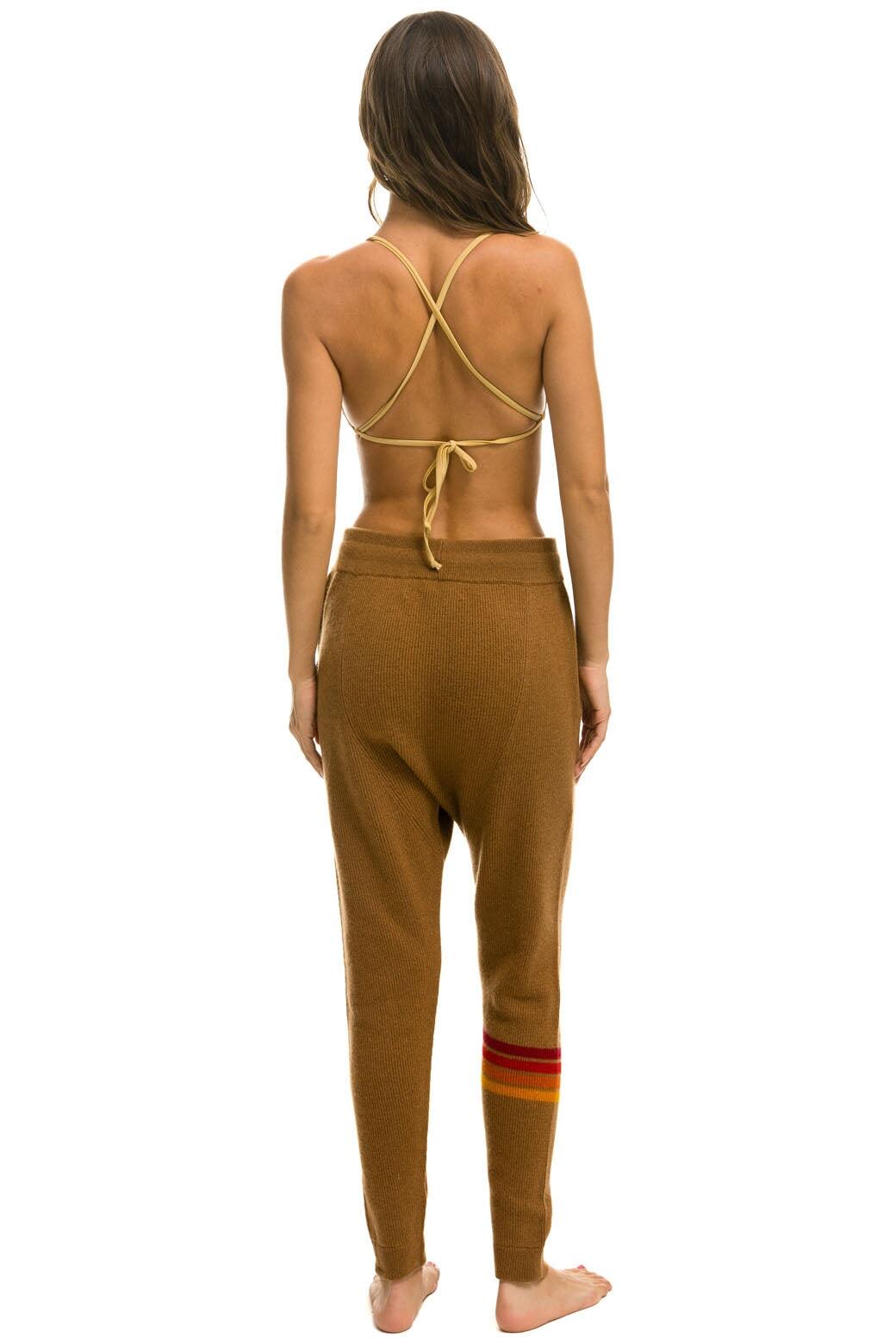 RAINBOW 4 STRIPE CASHMERE RELAXED FIT PANT - BUTTERSCOTCH Product Image