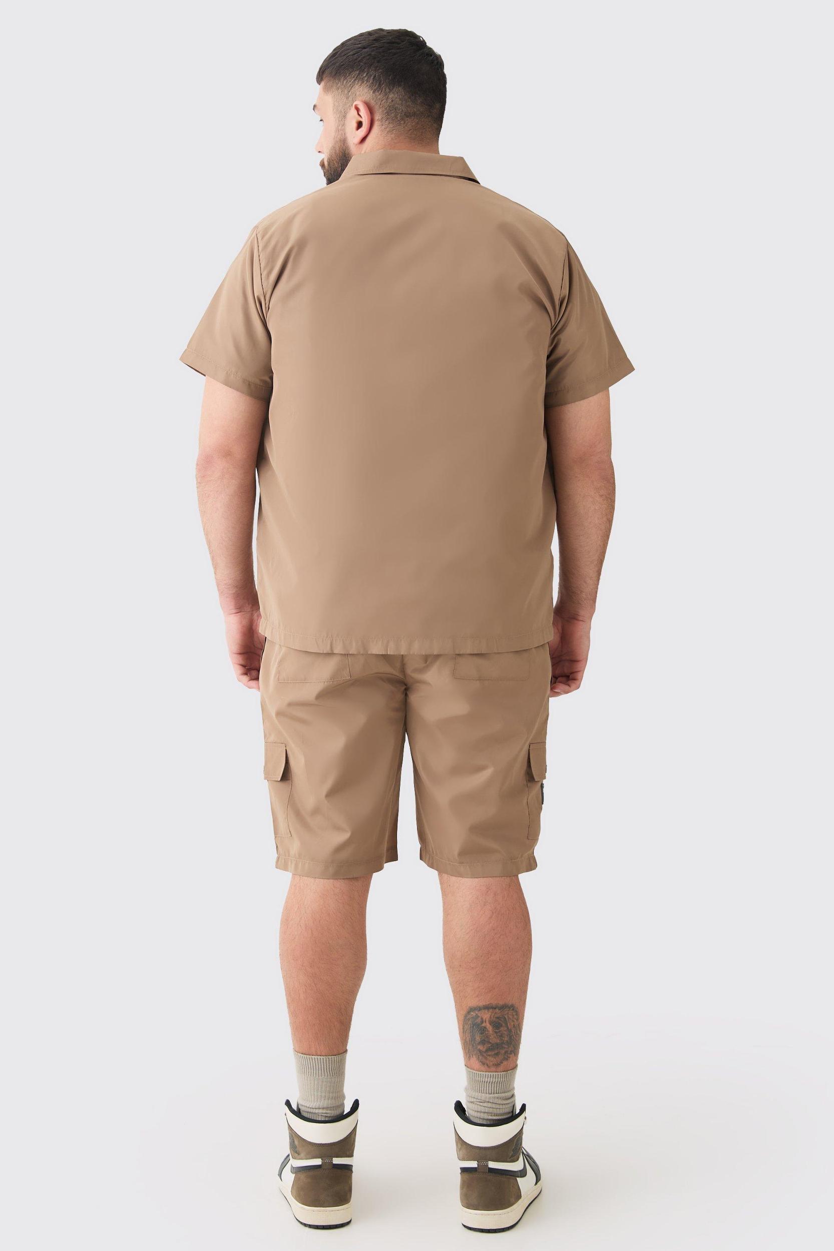 Plus Regular Patch Pocket Nylon Man Shirt Jacket | boohooMAN USA Product Image