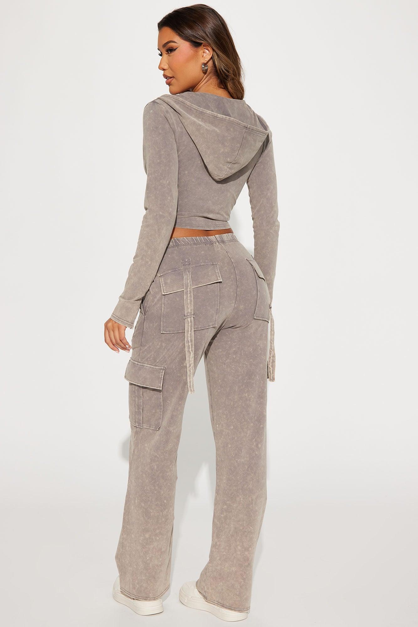 Maeve Mineral Wash Jogger Set - Taupe Product Image