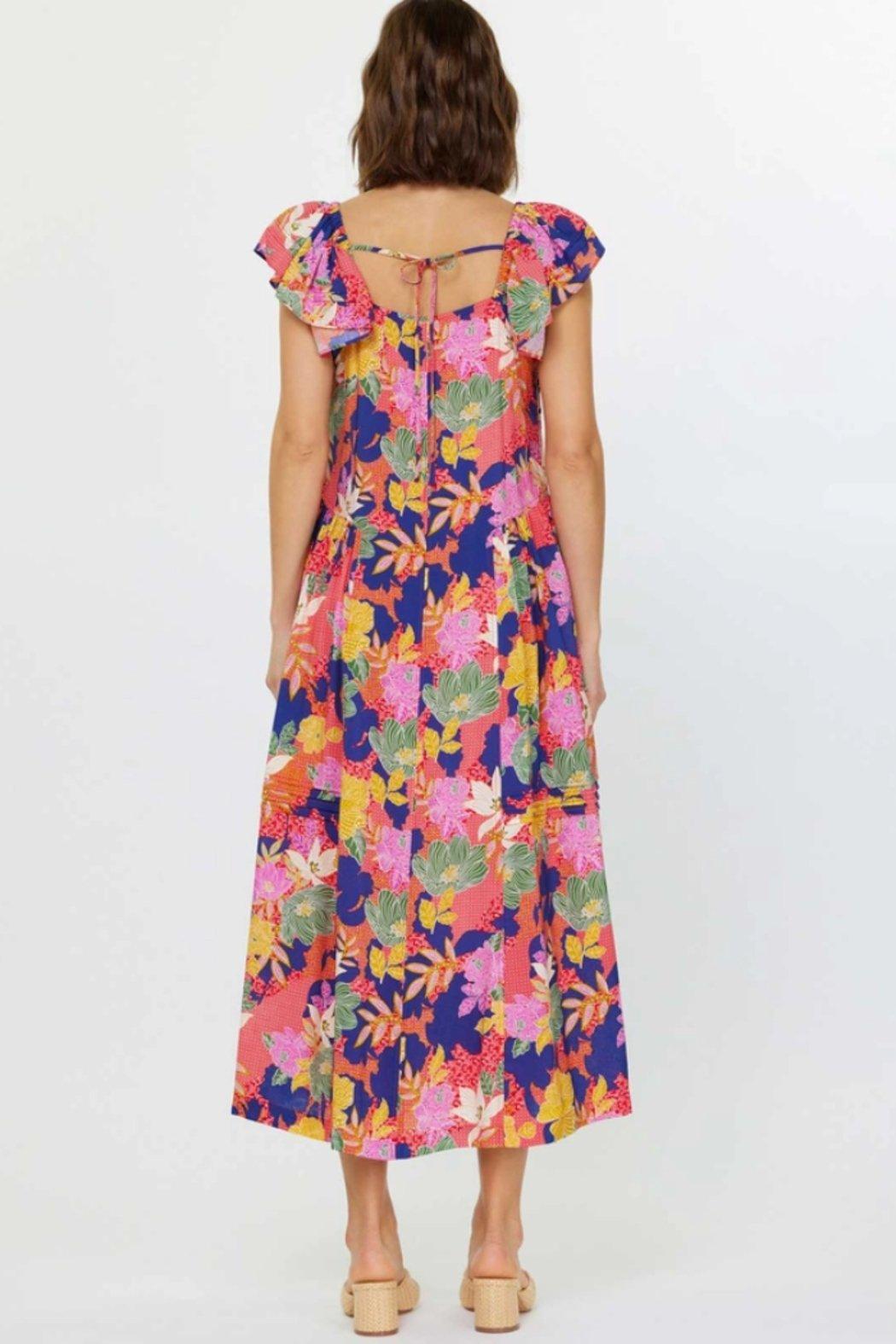 Floral Printed Flutter Sleeve Midi Dress Product Image