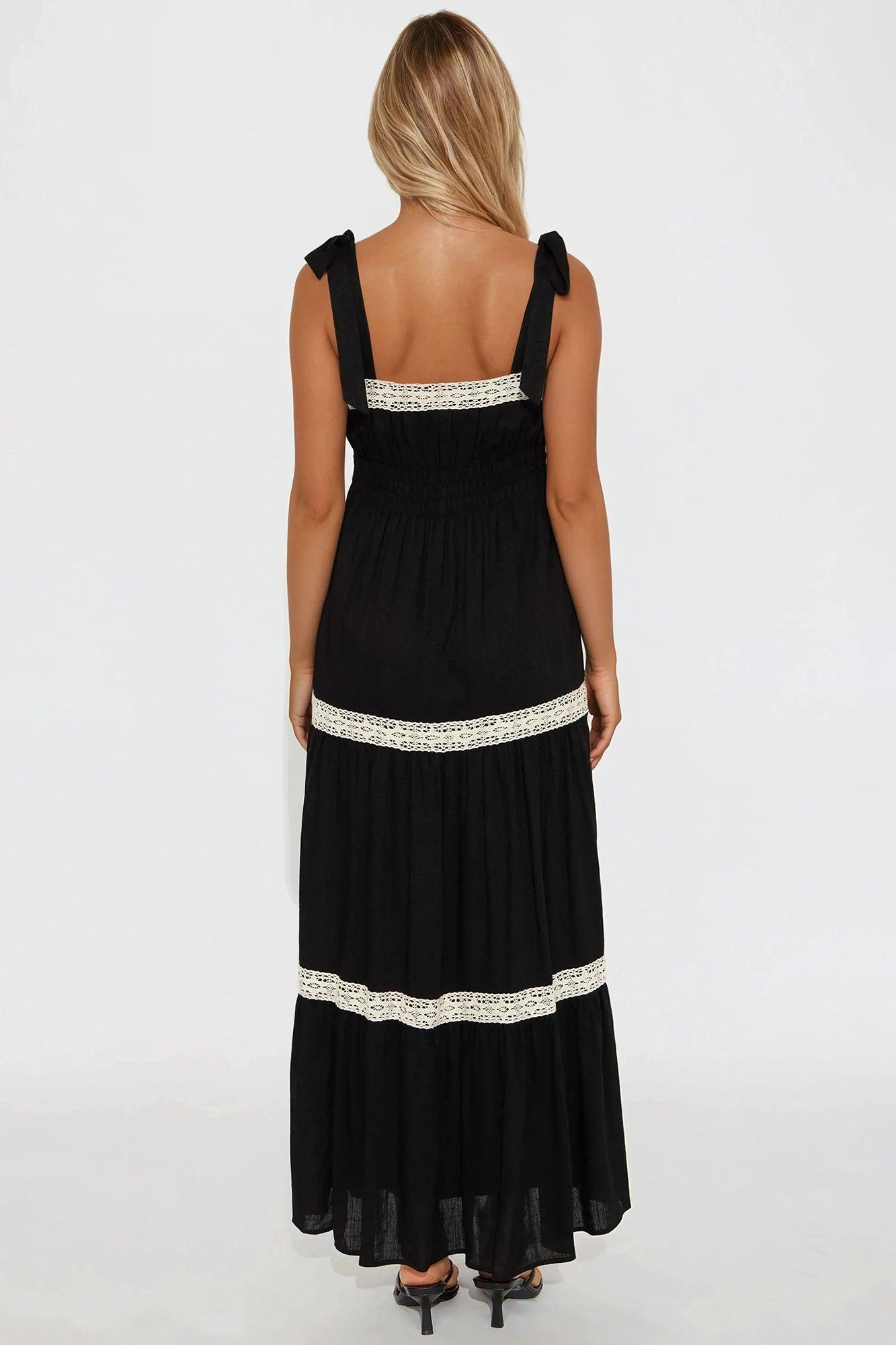 Dorotha Linen Maxi Dress - Black Product Image