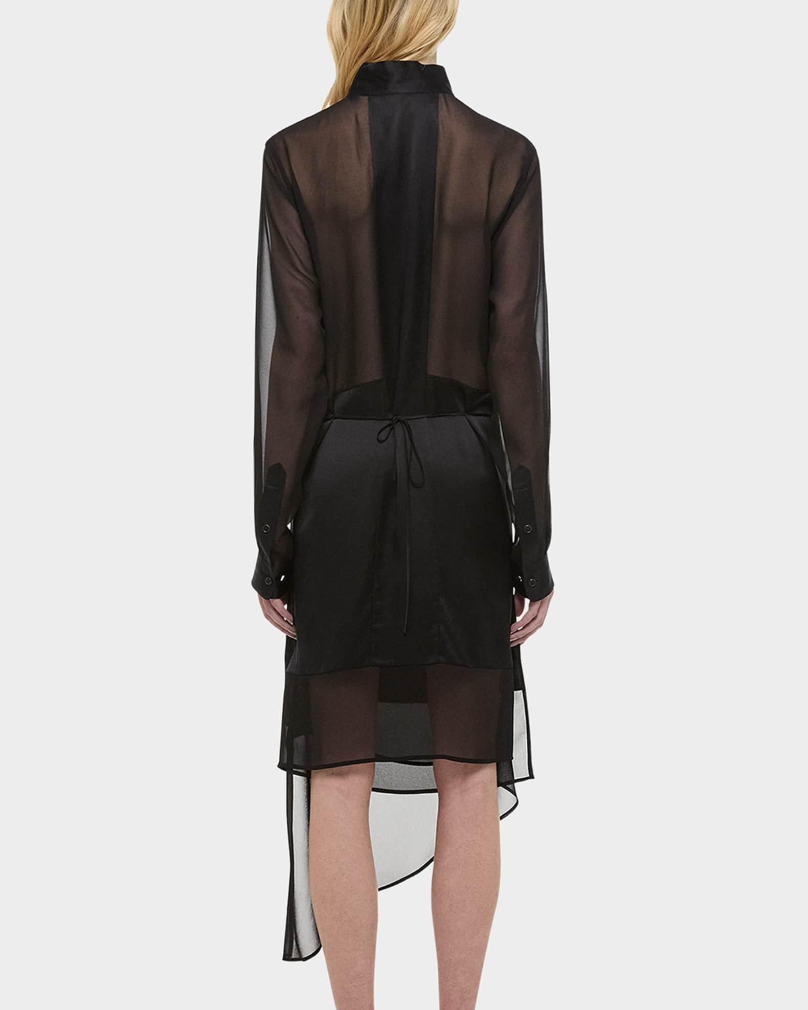 Draped Cowl-Neck Scarf Shirtdress  Product Image