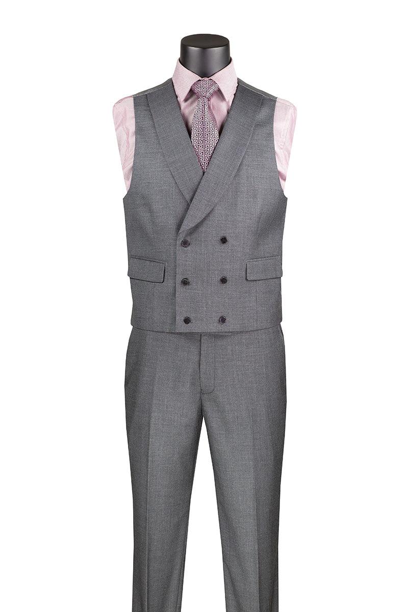 Charcoal Modern Fit 3 Piece Suit with Vest and Adjustable Waistband Pants Product Image