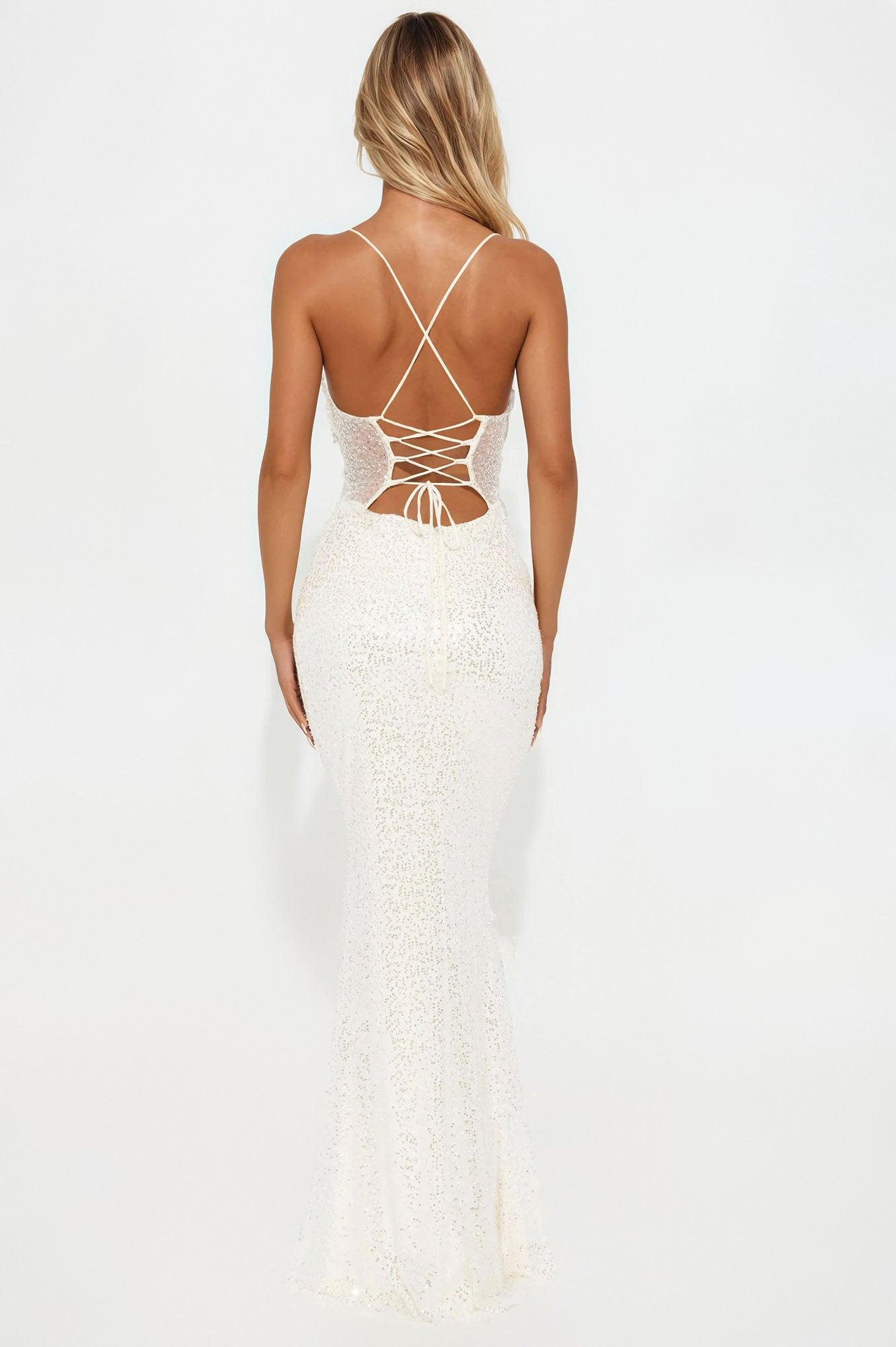 Vanessa Embellished Gown - Cream Female Product Image