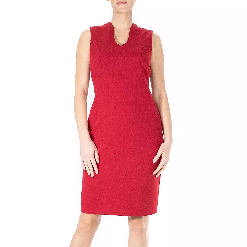 Women's Nina Leonard U-Neck Midi Sheath Dress, Size: Large, Nina Red Product Image