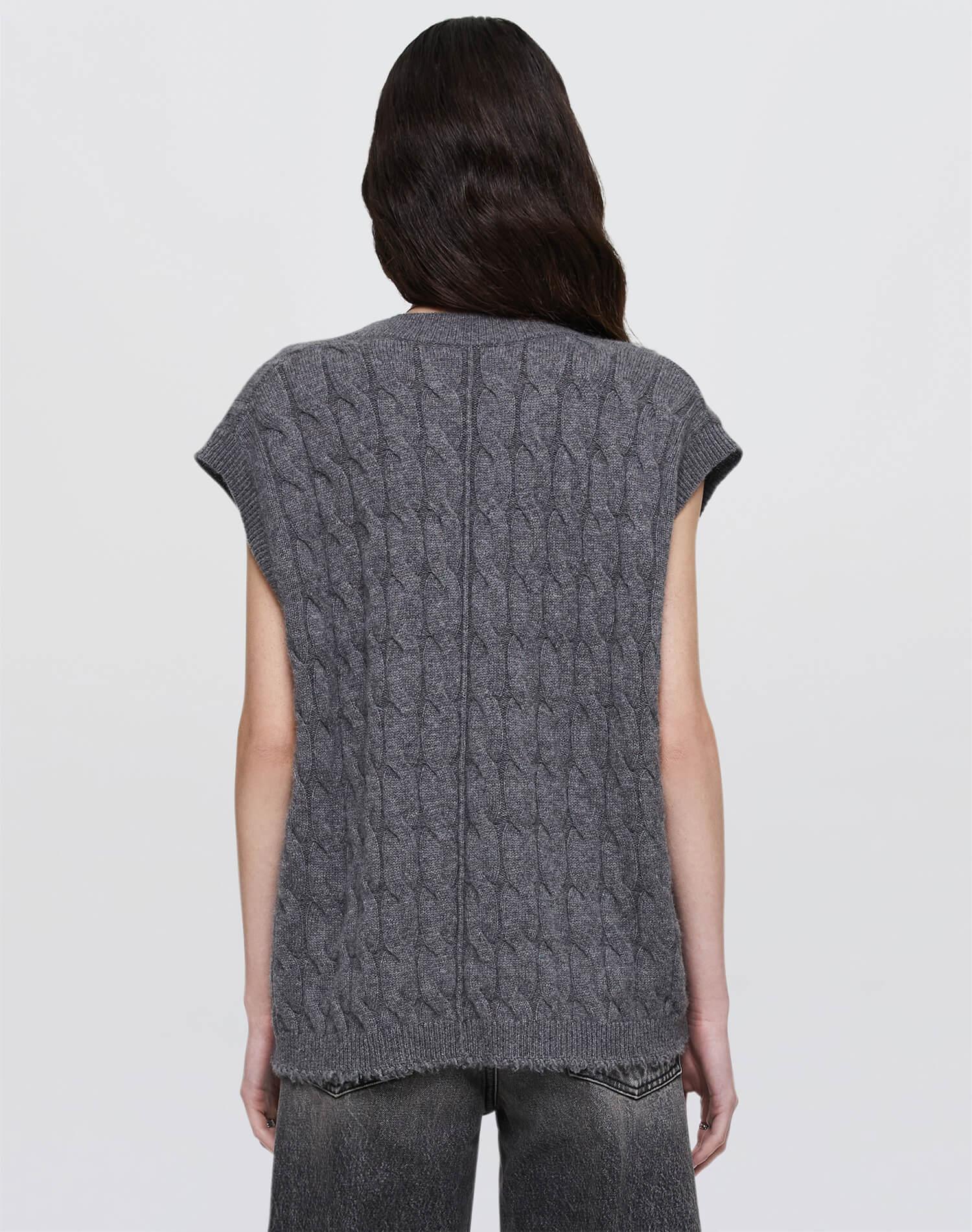 Cashmere Cable Vest - Grey Heather Product Image