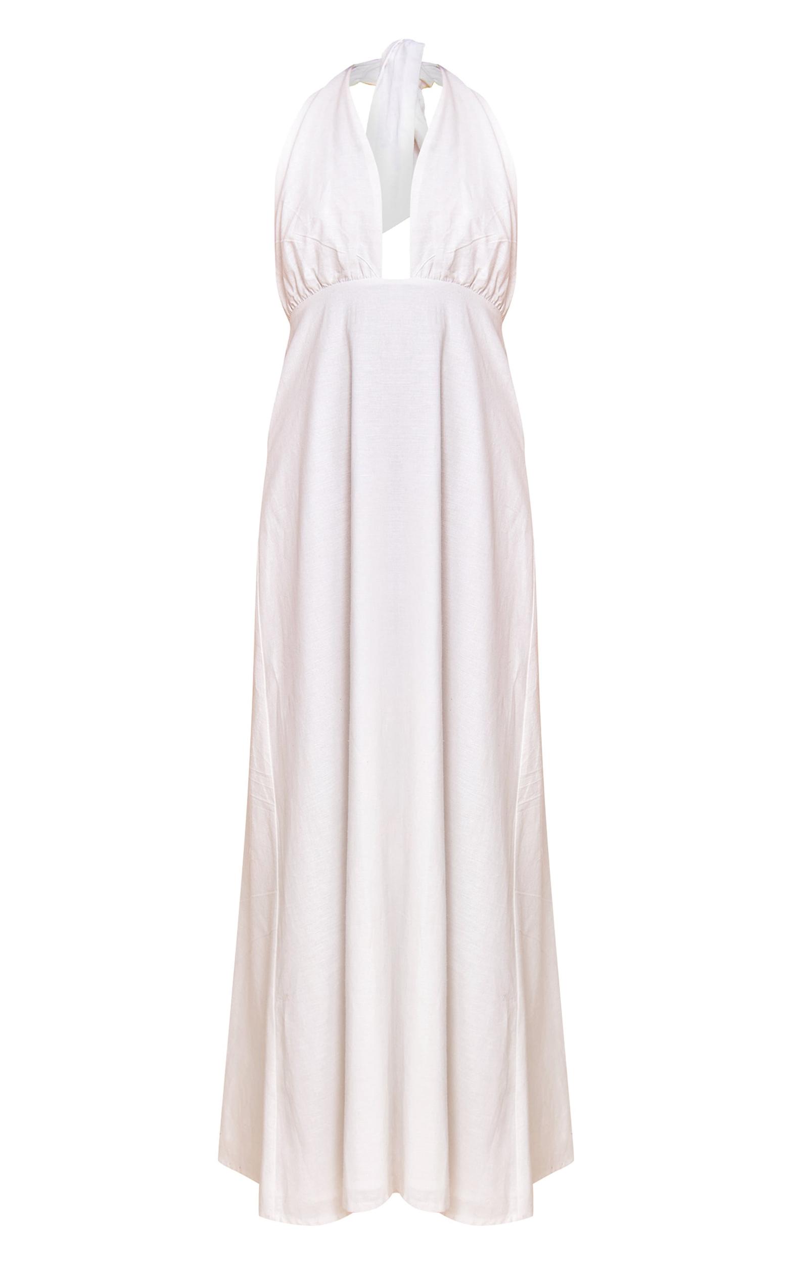 White Plunge Halterneck Maxi Dress Product Image