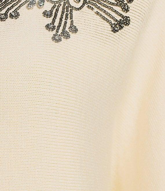 Investments Haute Embellished Long Sleeve Boat Neck Sweater Product Image