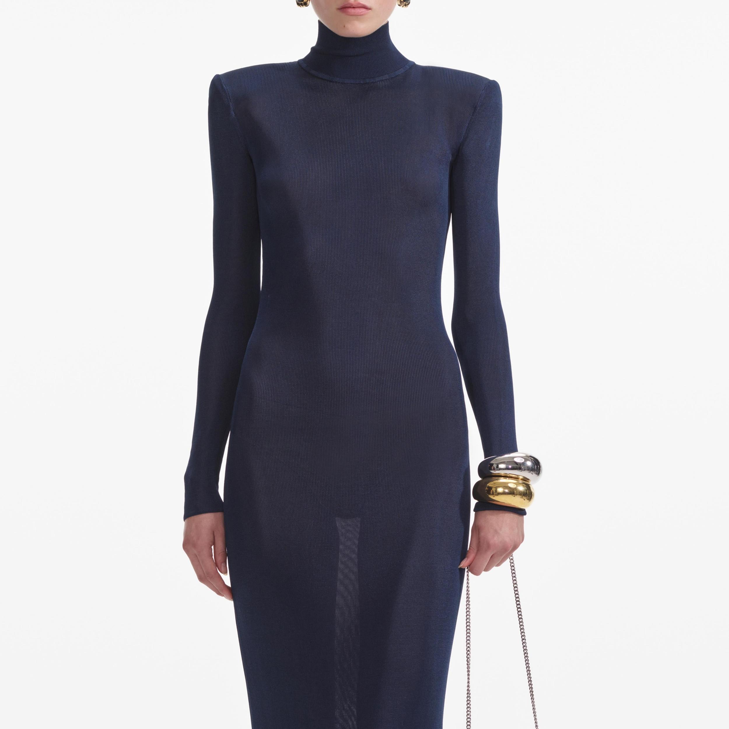 Navy Viscose Knit Maxi Dress Product Image