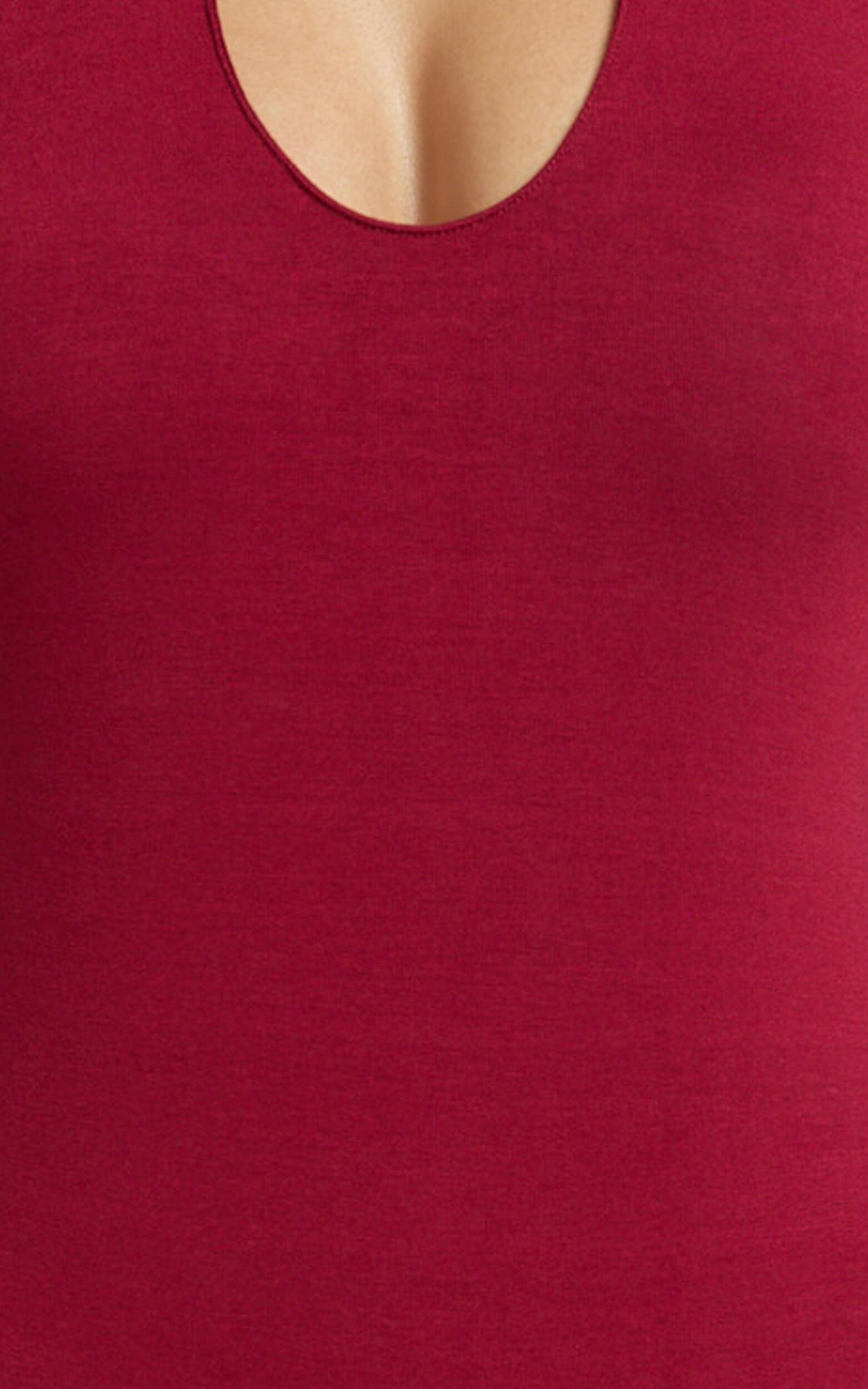 Suzanna Bodysuit - V Neck Halter Bodysuit in Wine Product Image