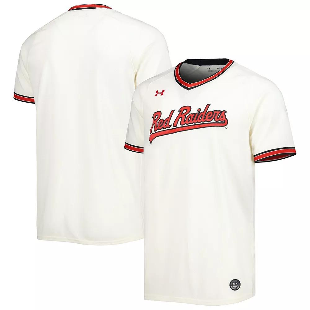 Men's Under Armour Cream Texas Tech Red Raiders Replica Baseball Jersey, Size: 3XL, Beige Product Image
