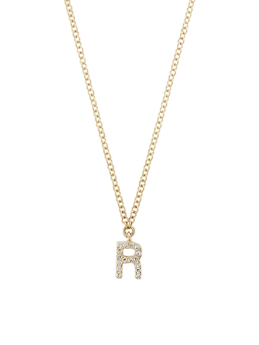 Womens 14K Yellow Gold & 0.03 TCW Diamond Initial Pendant Necklace Product Image