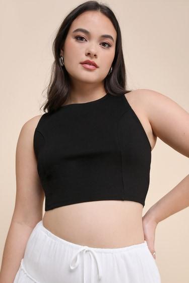 Let's Tie It Black Tie-Back Cropped Tank Top Product Image