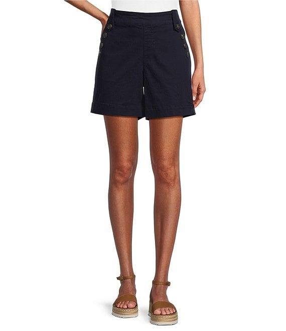 Westbound Petite Size Pull-On Button Embellished Marina Shorts Product Image