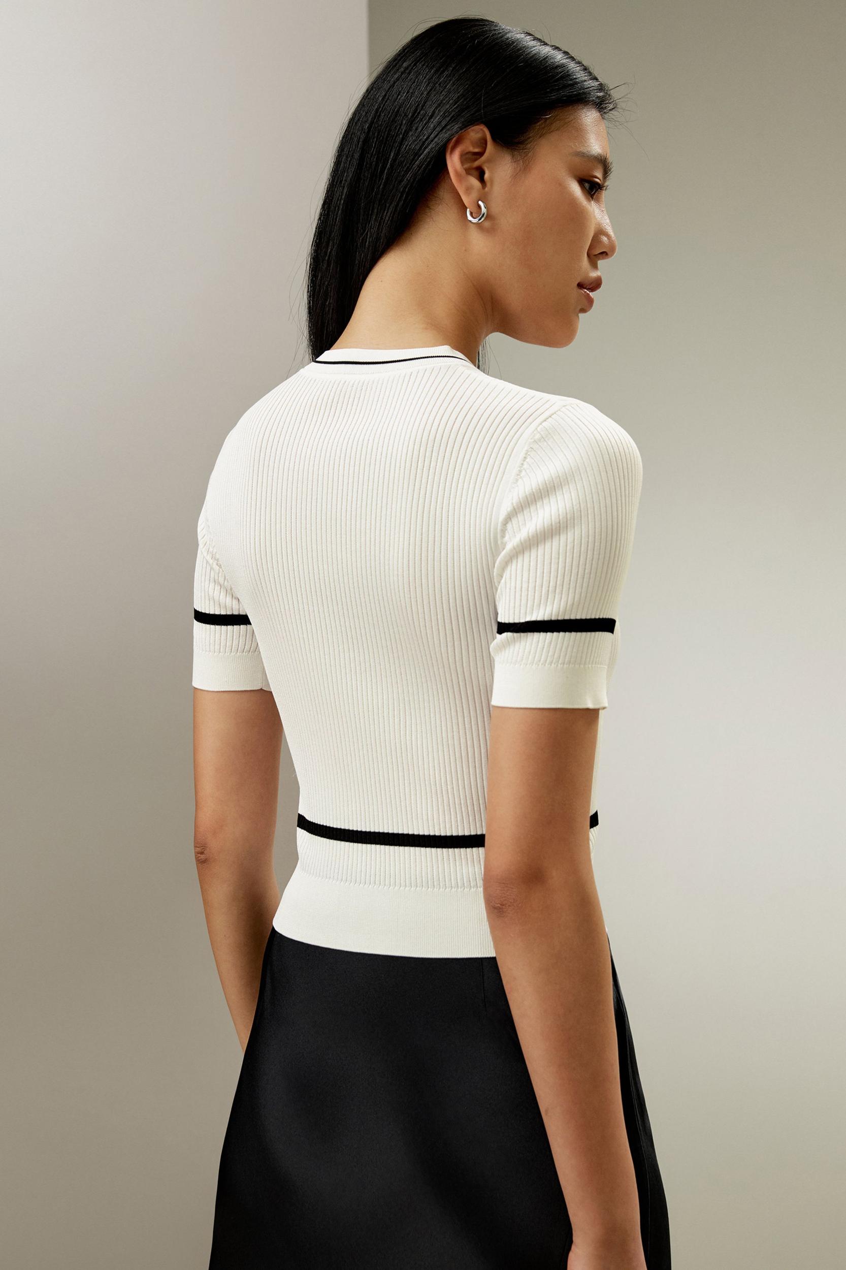 Ribbed Knit Silk Crop Top Product Image