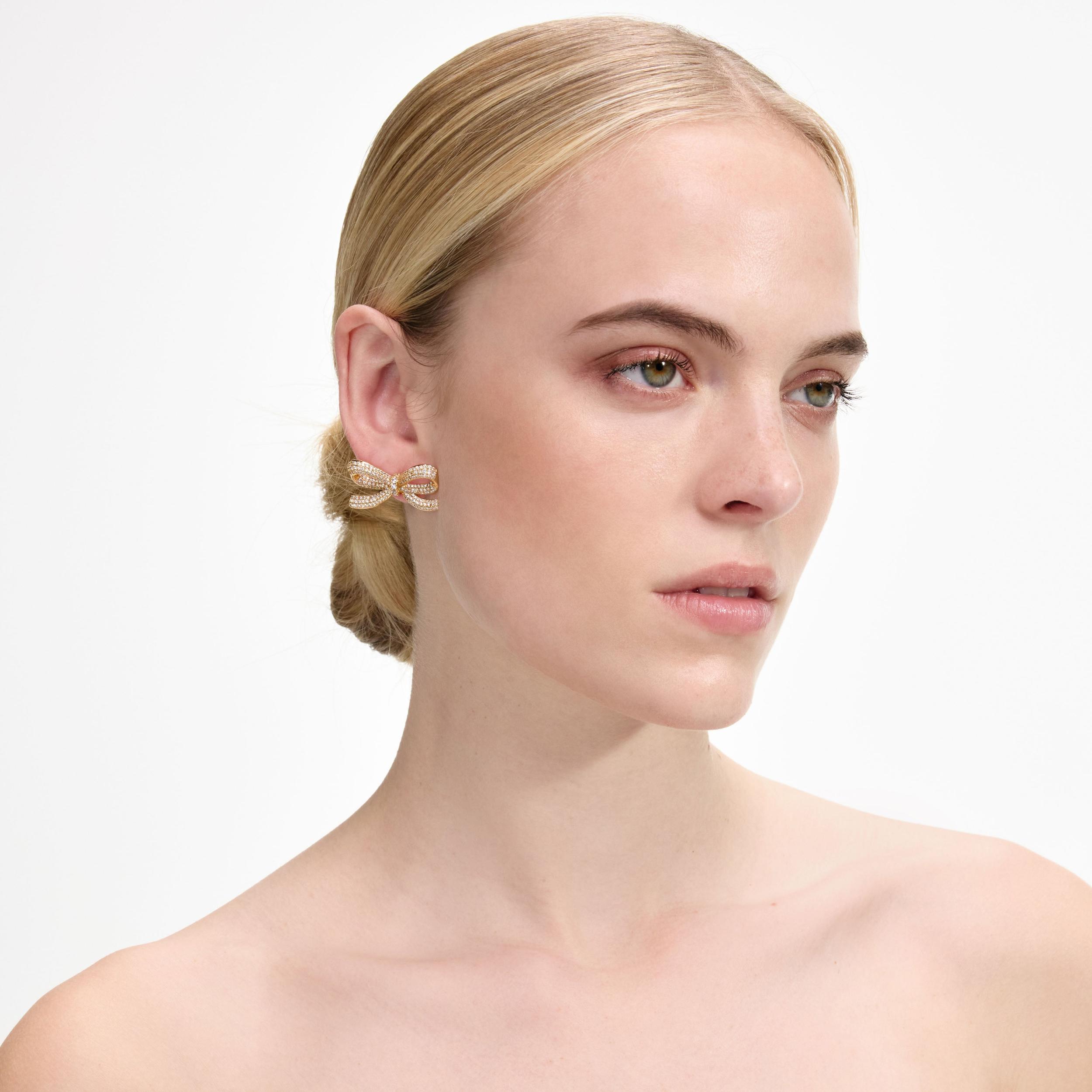 Gold Crystal Bow Earrings Product Image