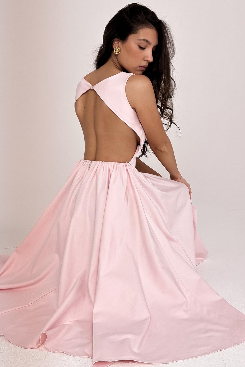 Cindy  ballerina pink twill midi sundress Product Image