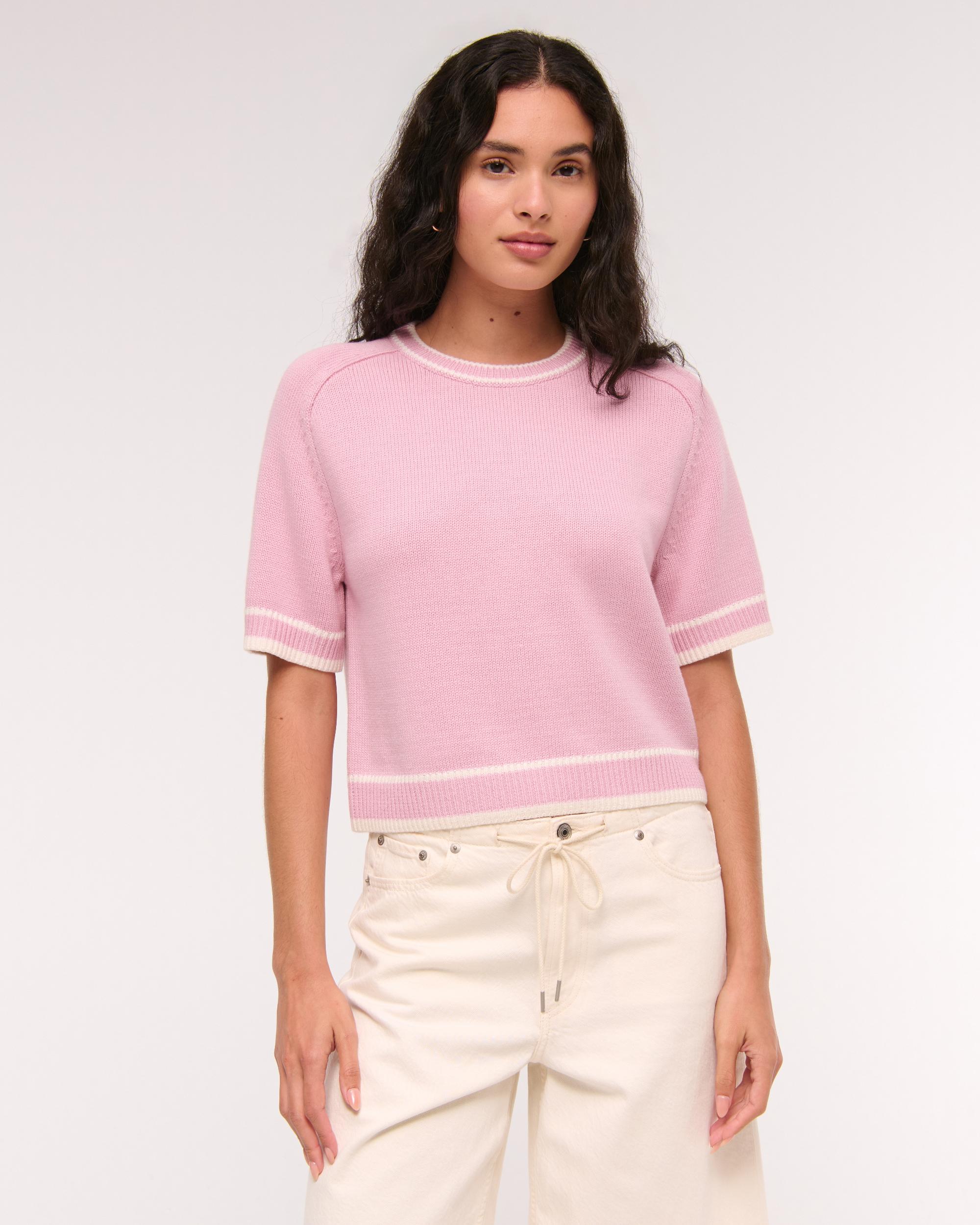 The A&F Madeline Textural Crew Sweater Tee Product Image