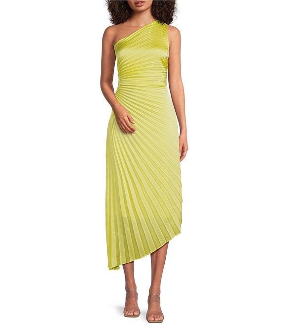 Belle by Badgley Mischka Kelsey Sleeveless One Shoulder Asymmetric Fit and Flare Midi Dress Product Image