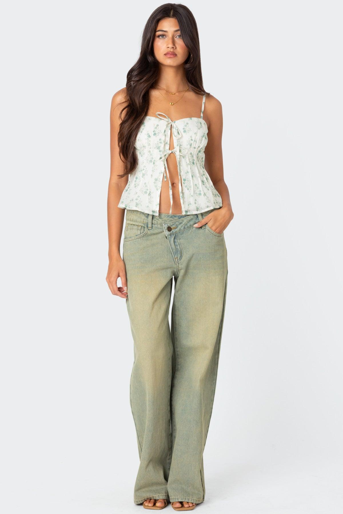 Malmo Printed Tie Front Top Product Image