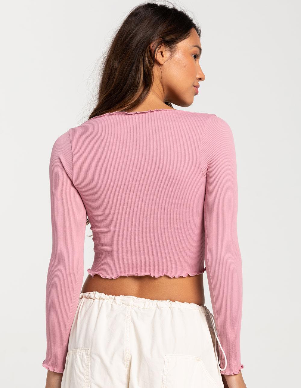 BDG Urban Outfitters Seamless Elise Womens Long Sleeve Top - PINK Product Image