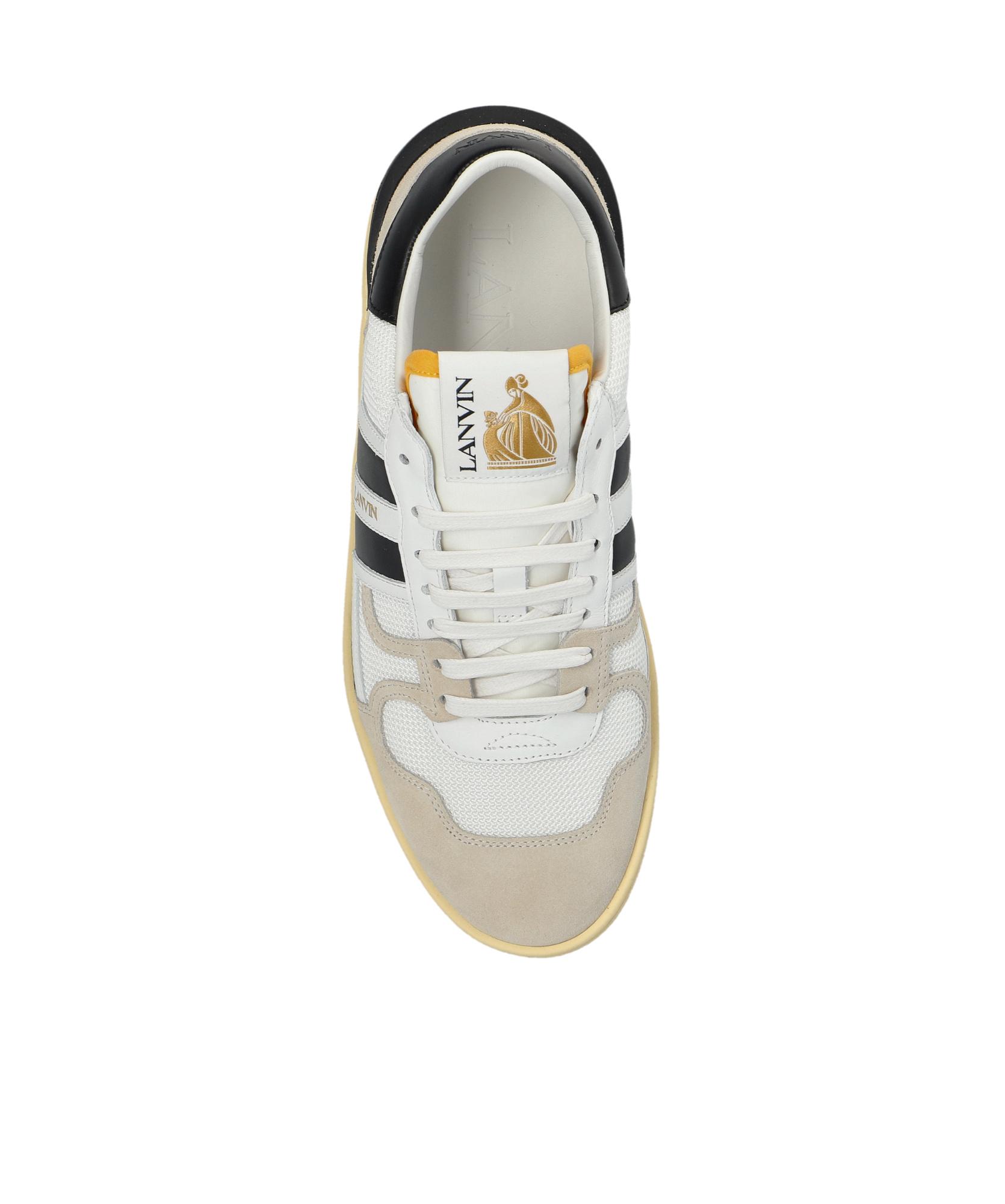 LANVIN Black And White Leather Clay Low Mesh Sneakers Product Image