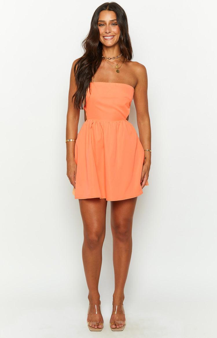 Cora Orange Tie Back Mini Dress Product Image
