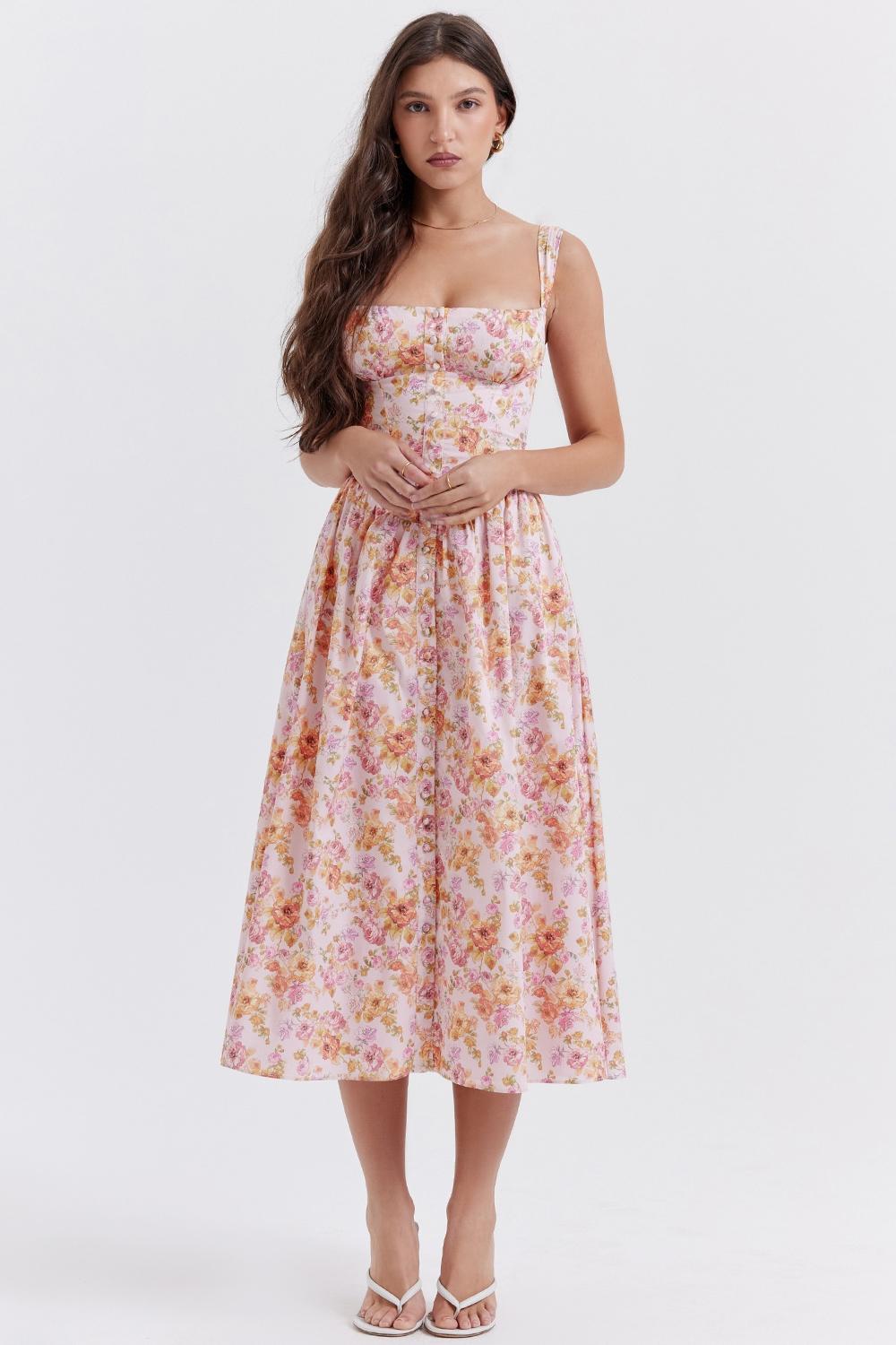 Tatiana  pink print midi sundress Product Image