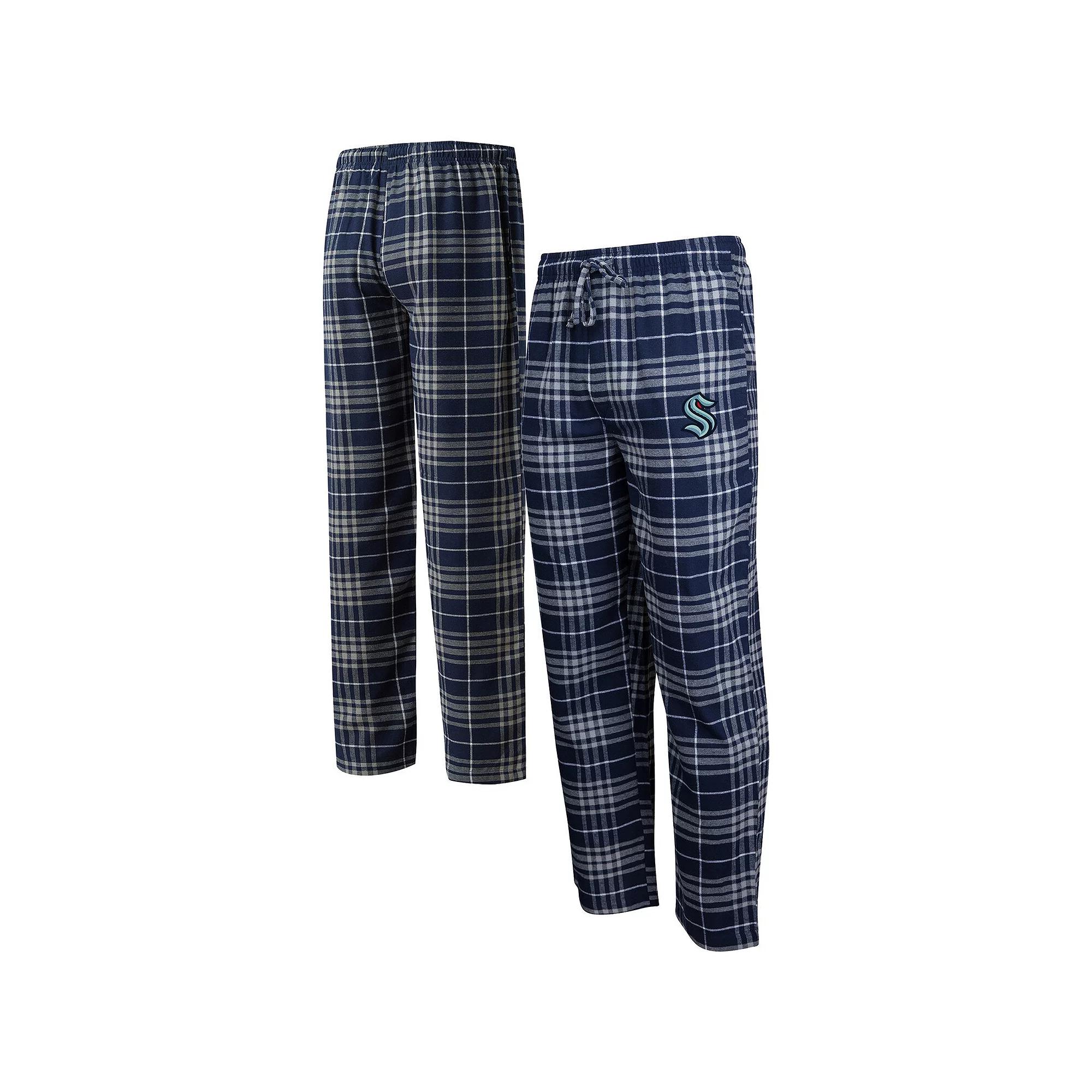 Men's Concepts Sport Deep Sea Blue/Gray Seattle Kraken Concord Flannel Sleep Pants, Size: Medium, Krk Blue Product Image