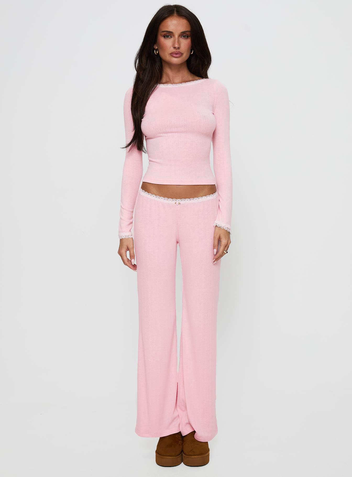 Whimsie Pointelle Sleep Pants Pink Product Image