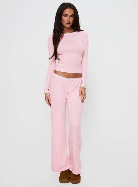 Whimsie Pointelle Sleep Pants Pink Product Image