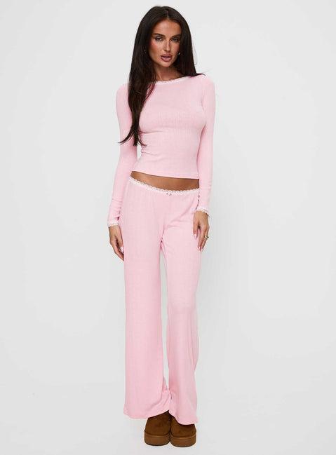 Whimsie Pointelle Sleep Pants Pink Product Image